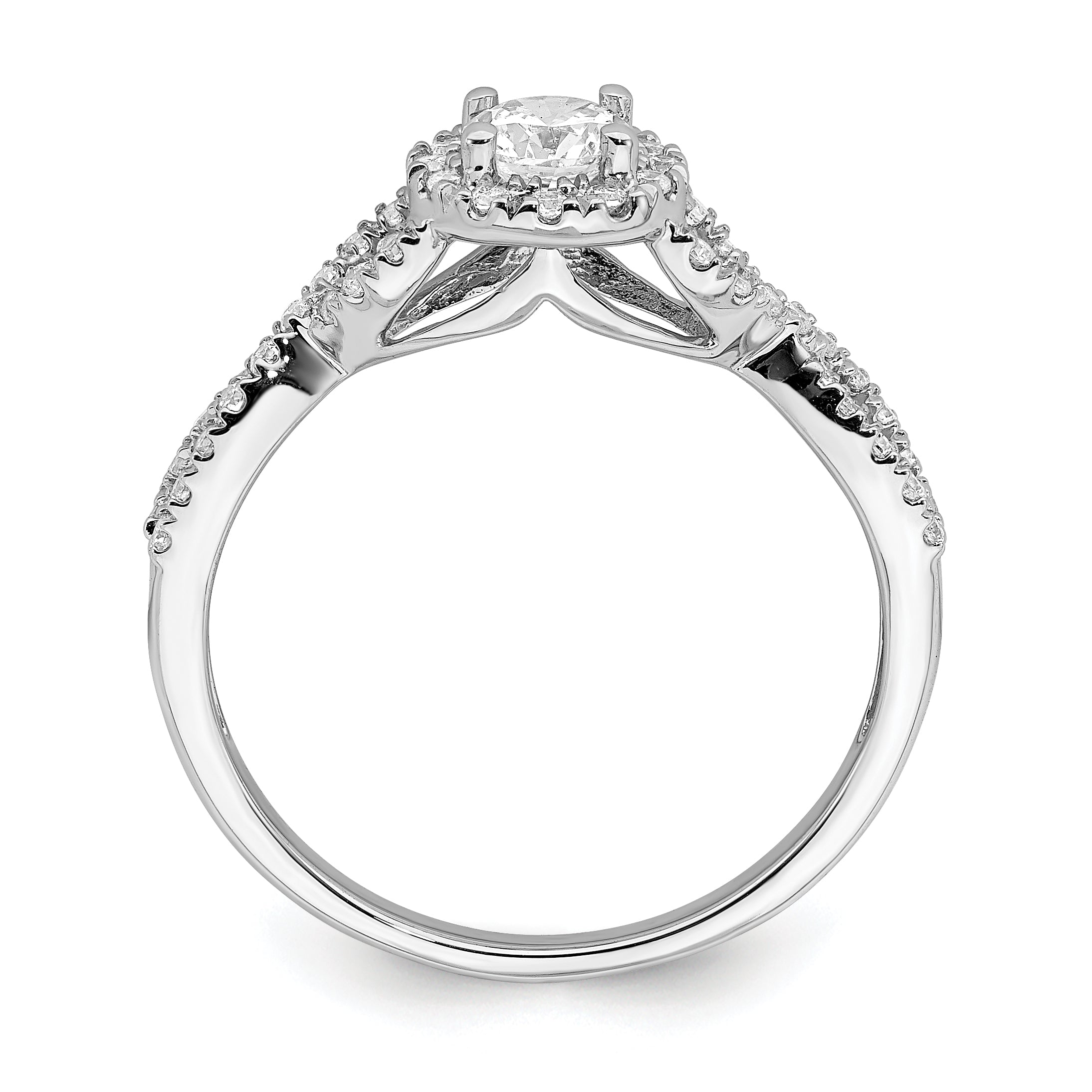 14K White Gold Halo Plus (Holds 1/3 Carat (4.5mm Round Center) 1/4 Diamond Semi Mount Engagement Ring
