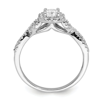 14K White Gold Halo Plus (Holds 1/3 Carat (4.5mm Round Center) 1/4 Diamond Semi Mount Engagement Ring