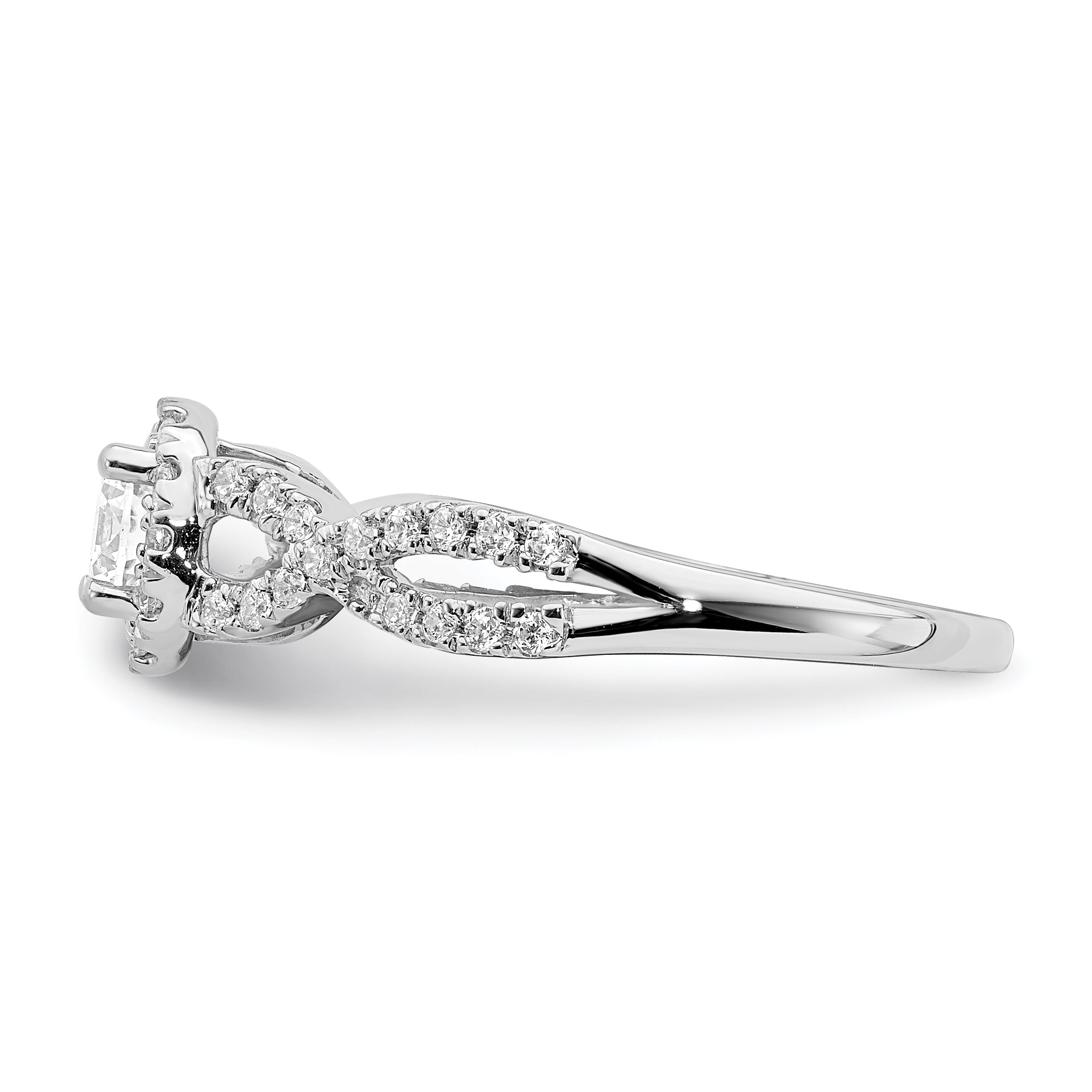 14K White Gold Halo Plus (Holds 1/3 Carat (4.5mm Round Center) 1/4 Diamond Semi Mount Engagement Ring