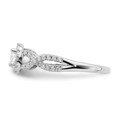 14K White Gold Halo Plus (Holds 1/3 Carat (4.5mm Round Center) 1/4 Diamond Semi Mount Engagement Ring