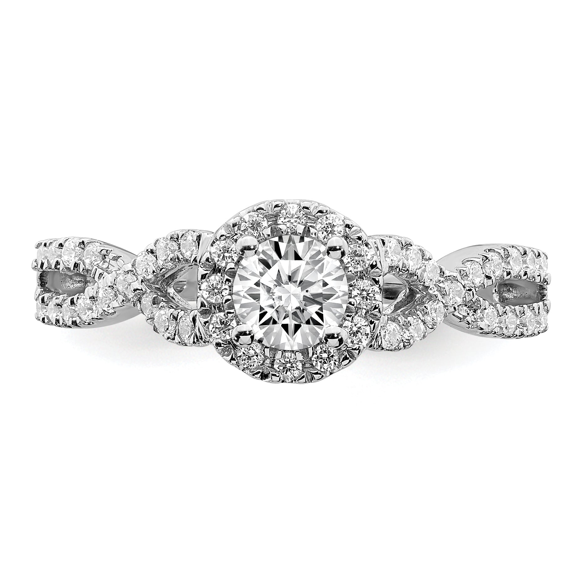 14K White Gold Halo Plus (Holds 1/3 Carat (4.5mm Round Center) 1/4 Diamond Semi Mount Engagement Ring