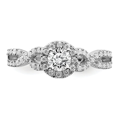 14K White Gold Halo Plus (Holds 1/3 Carat (4.5mm Round Center) 1/4 Diamond Semi Mount Engagement Ring