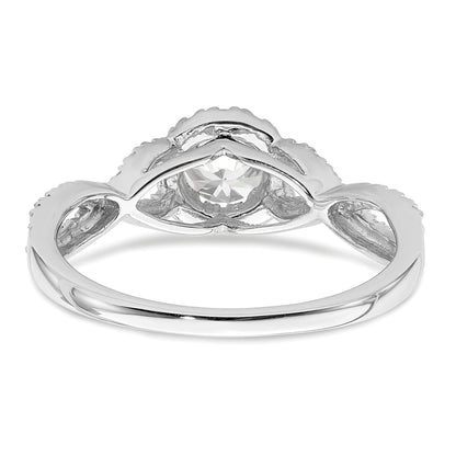 14K White Gold Halo Plus (Holds 1/3 Carat (4.5mm Round Center) 1/4 Diamond Semi Mount Engagement Ring