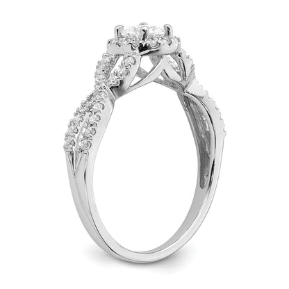 14K White Gold Halo Plus (Holds 1/3 Carat (4.5mm Round Center) 1/4 Diamond Semi Mount Engagement Ring