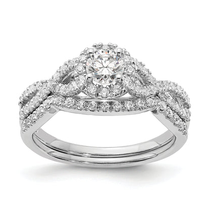 14K White Gold Halo Plus (Holds 1/3 Carat (4.5mm Round Center) 1/4 Diamond Semi Mount Engagement Ring