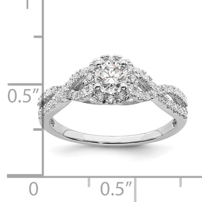 14K White Gold Halo Plus (Holds 1/3 Carat (4.5mm Round Center) 1/4 Diamond Semi Mount Engagement Ring