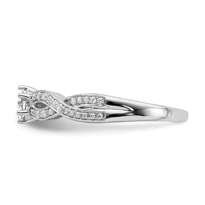 14K White Gold Criss Cross (Holds 1/3 Carat (4.5mm) Round Center) 1/5 Diamond Semi Mount Engagement Ring