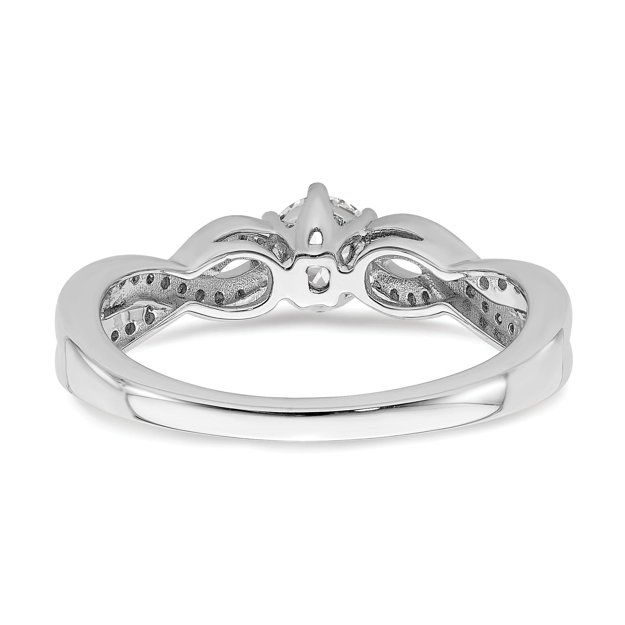 14K White Gold Criss Cross (Holds 1/3 Carat (4.5mm) Round Center) 1/5 Diamond Semi Mount Engagement Ring