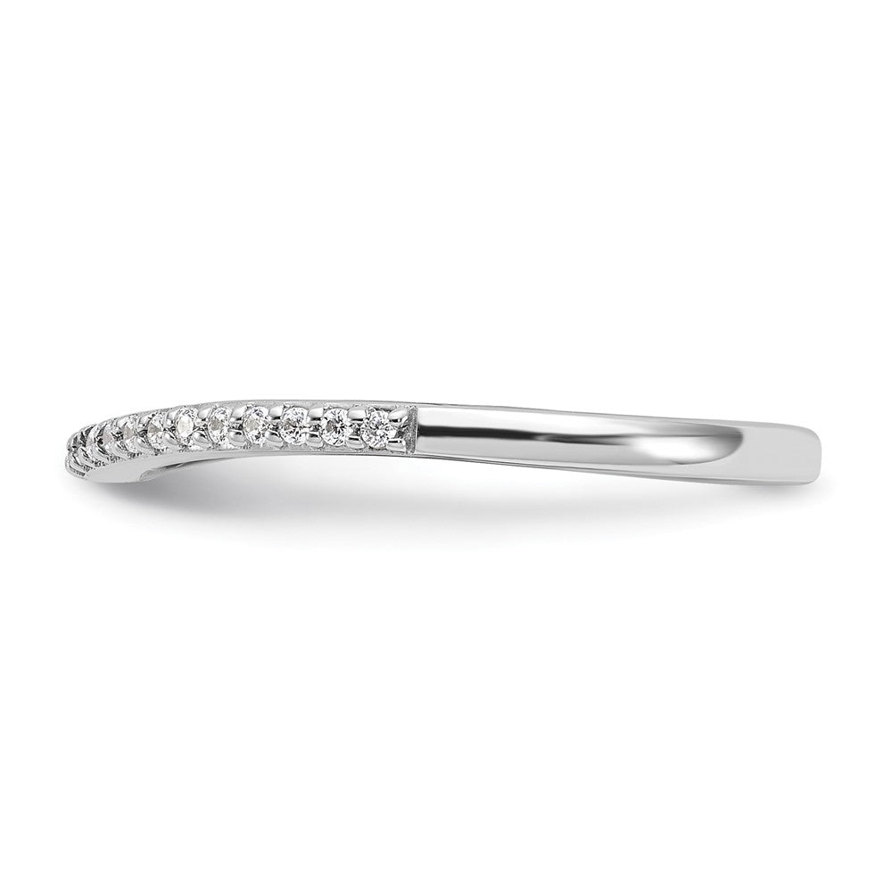 14k White Gold Contoured Real Diamond Band