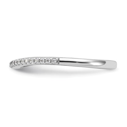 14k White Gold Contoured Real Diamond Band