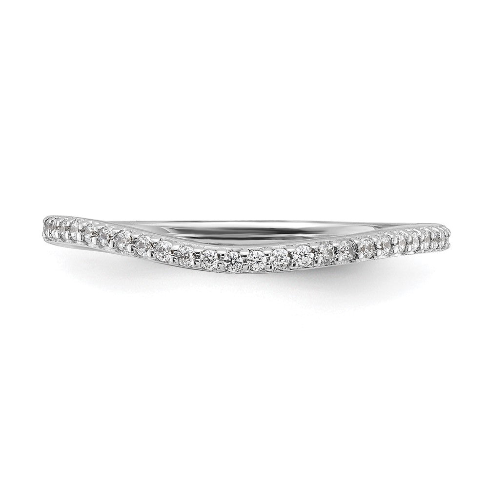 14k White Gold Contoured Real Diamond Band