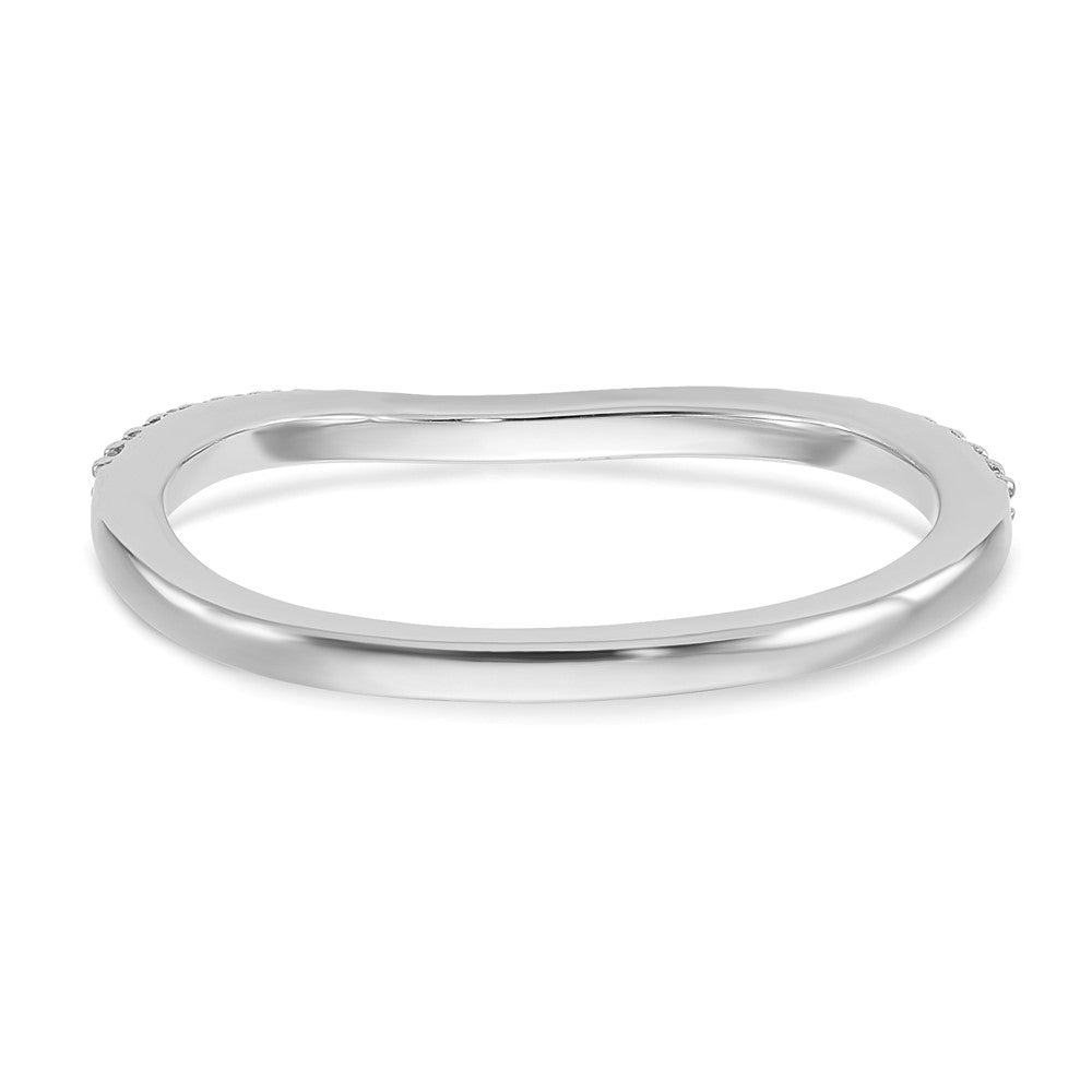 14k White Gold Contoured Real Diamond Band