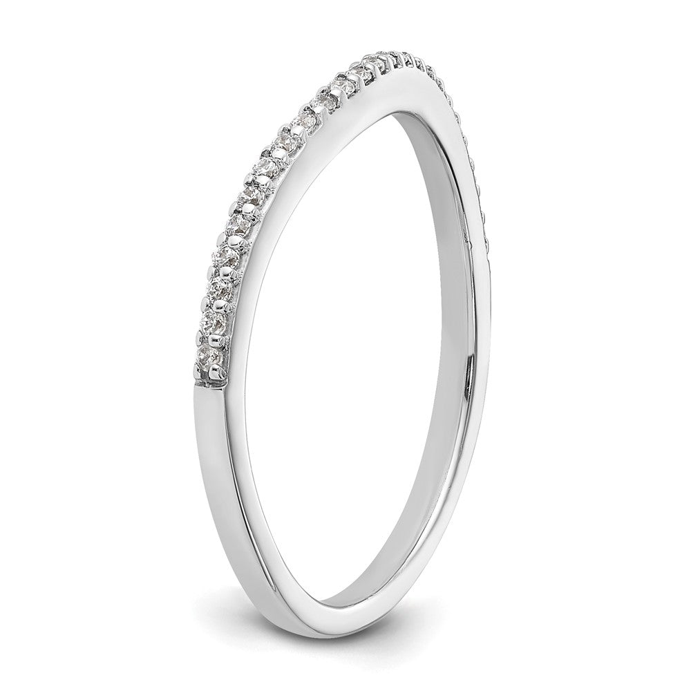 14k White Gold Contoured Real Diamond Band