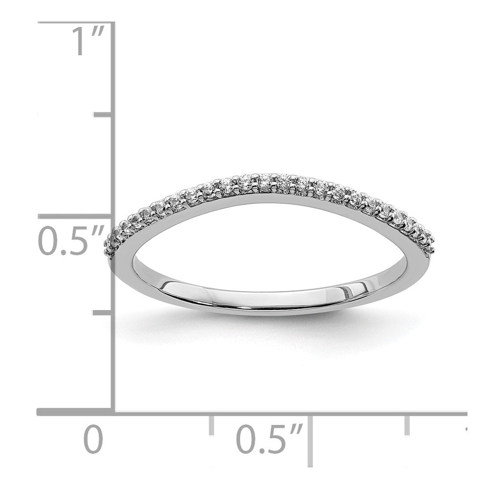 14k White Gold Contoured Real Diamond Band