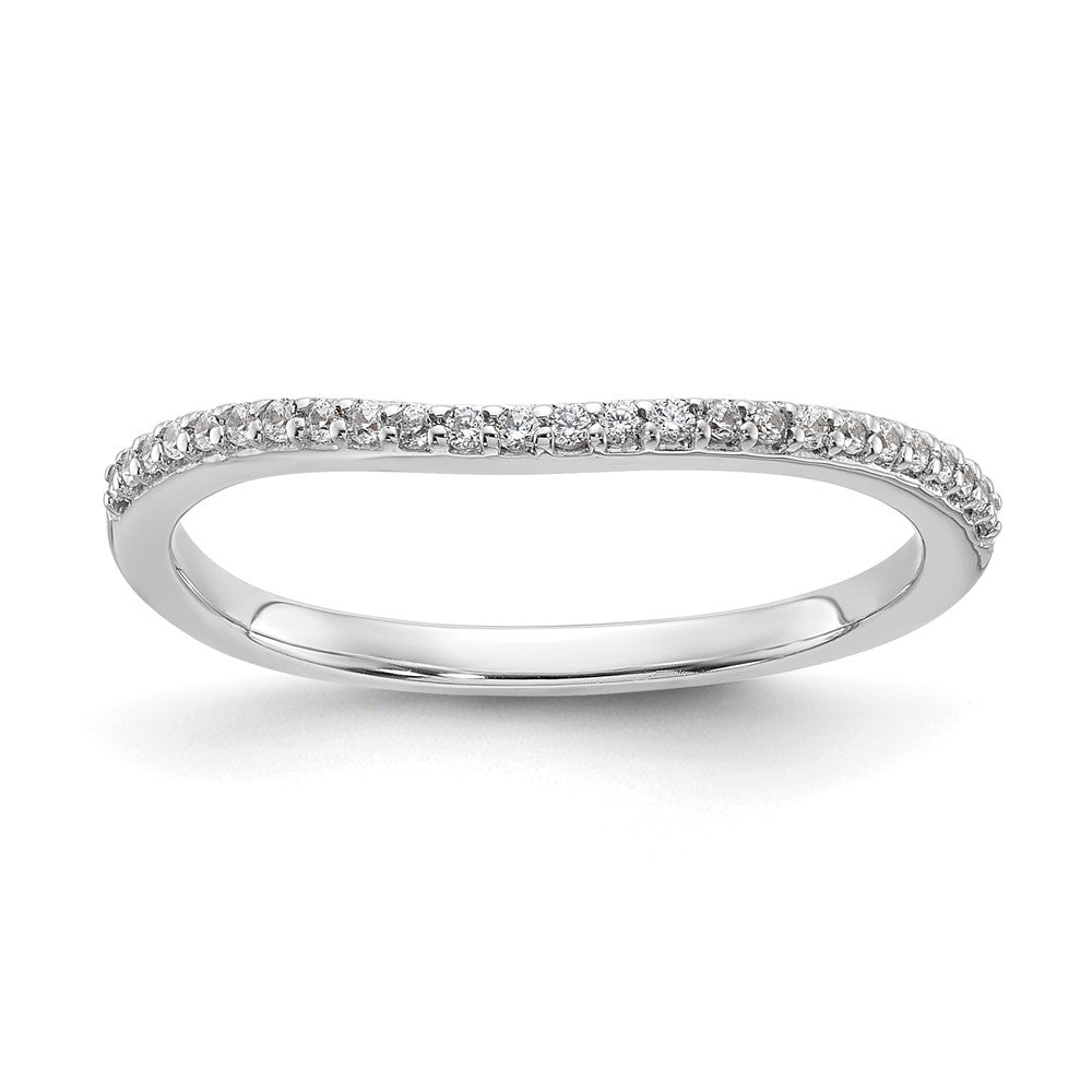 14k White Gold Contoured Real Diamond Band