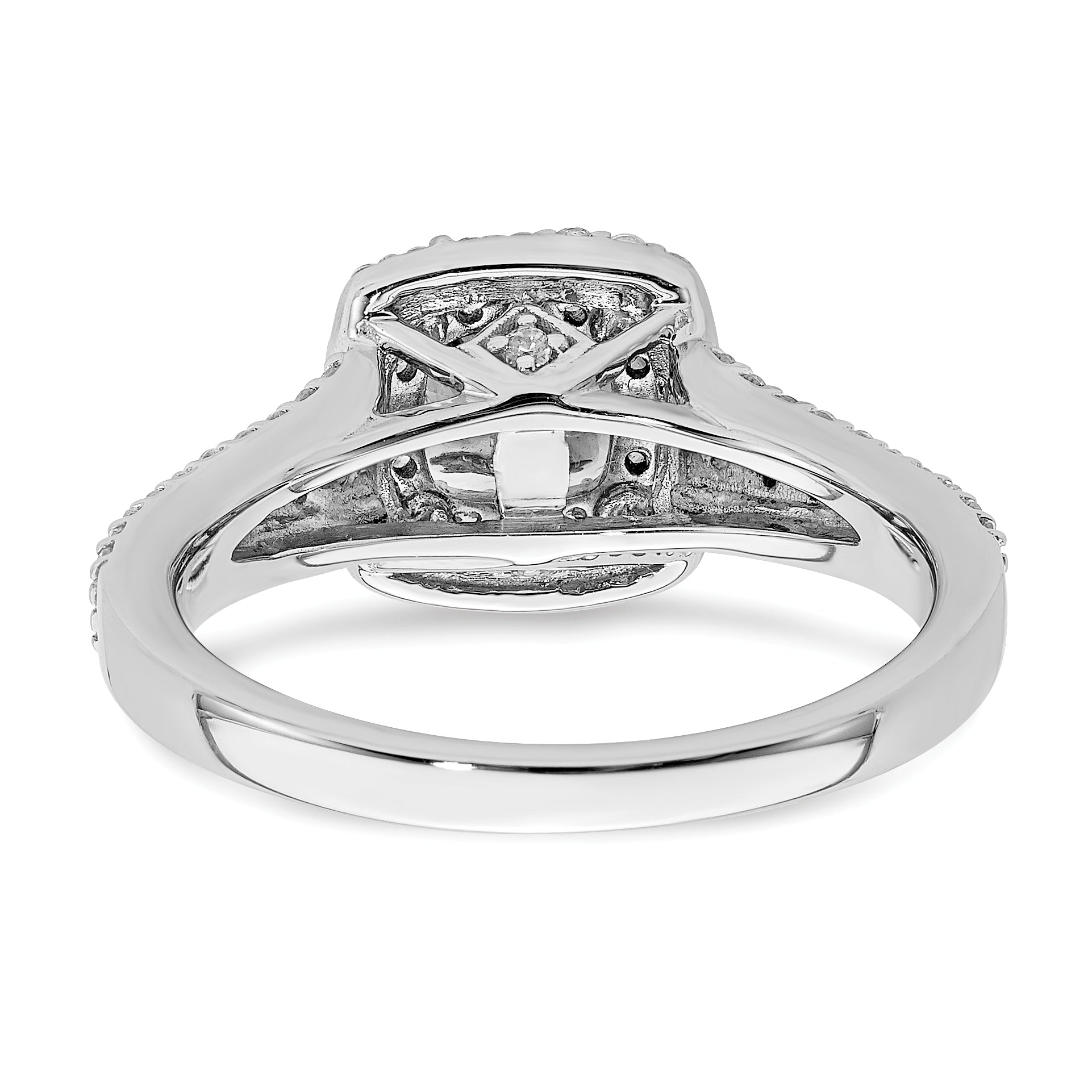 14K White Gold Double Halo (Holds 1/3 Carat (4.5mm) Round Center) 1/2 Diamond Semi Mount Engagement Ring