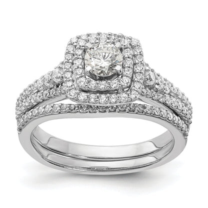 14K White Gold Double Halo (Holds 1/3 Carat (4.5mm) Round Center) 1/2 Diamond Semi Mount Engagement Ring