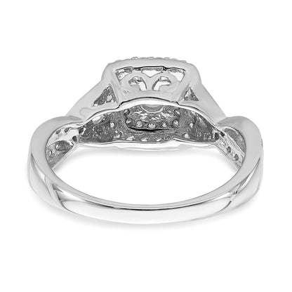 14K White Gold Double Halo (Holds 1/4 Carat (4.1mm) Round Center) 1/2 Diamond Semi Mount Engagement Ring