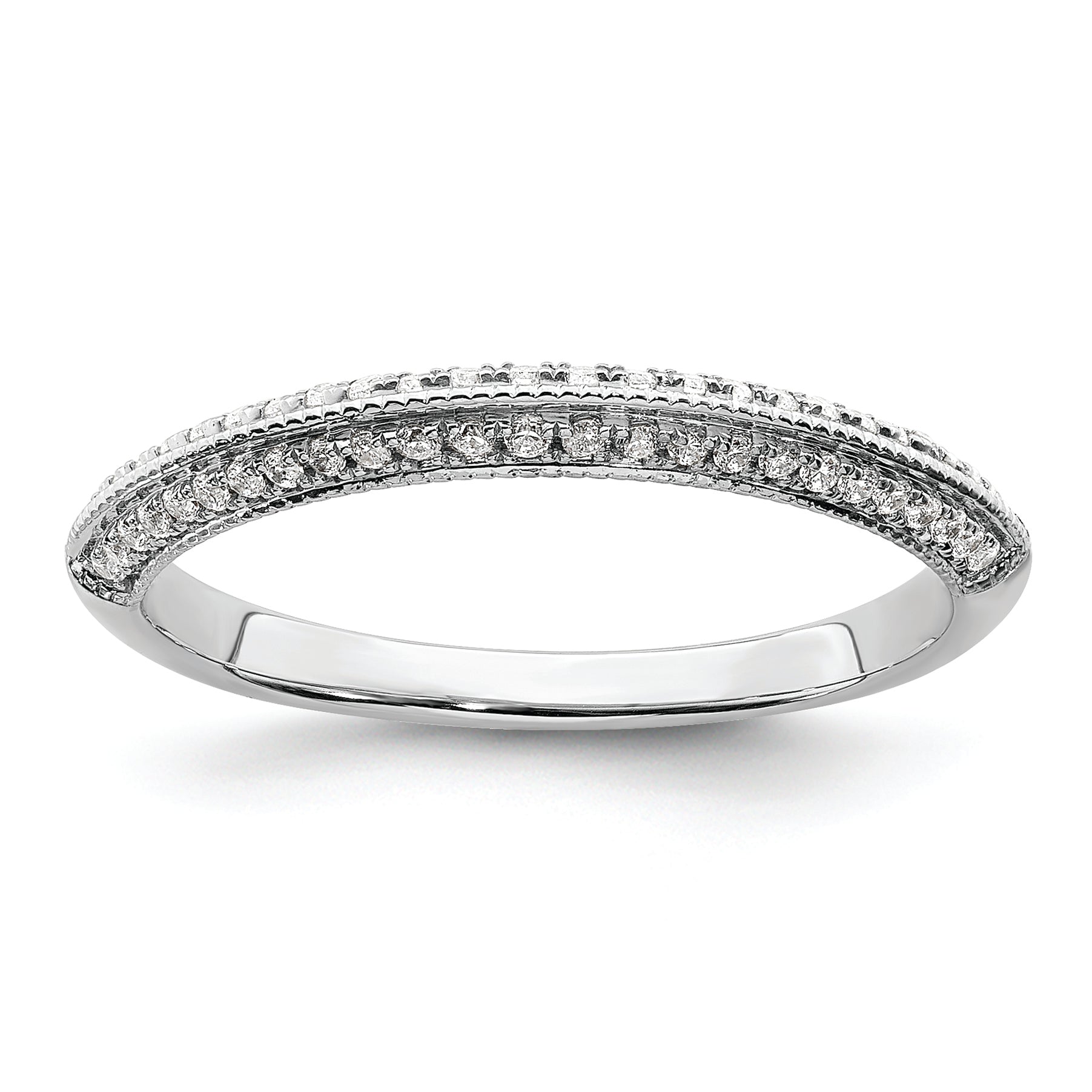 14K White Gold 1/5 Carat Diamond Complete Wedding Band