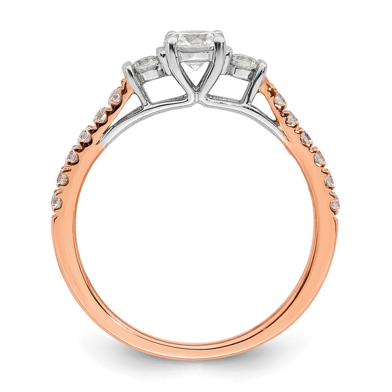 14K White/Rose Gold Rose 3/4 Ct. Lab Grown Diamond VS/SI+ G+ Complete Petite Engagement Ring