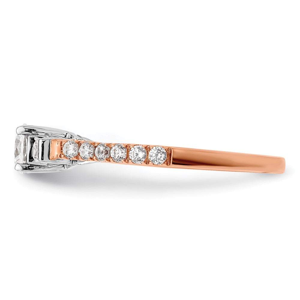 14K White/Rose Gold Rose 3/4 Ct. Lab Grown Diamond VS/SI+ G+ Complete Petite Engagement Ring
