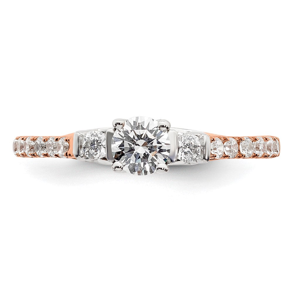 14K White/Rose Gold Rose 3/4 Ct. Lab Grown Diamond VS/SI+ G+ Complete Petite Engagement Ring