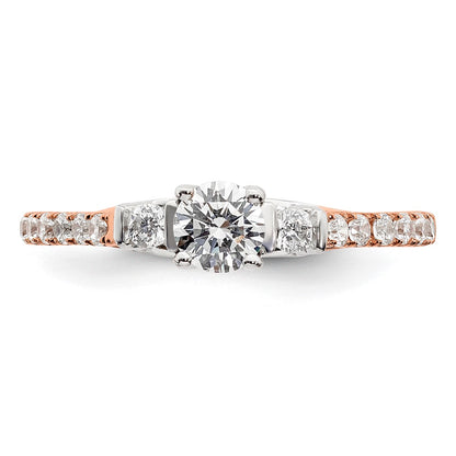 14K White/Rose Gold Rose 3/4 Ct. Lab Grown Diamond VS/SI+ G+ Complete Petite Engagement Ring