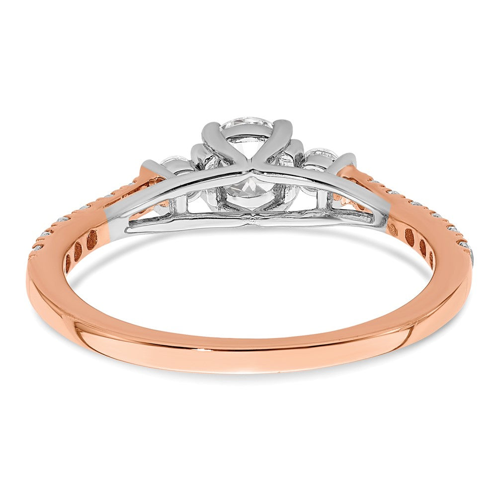 14K White/Rose Gold Rose 3/4 Ct. Lab Grown Diamond VS/SI+ G+ Complete Petite Engagement Ring