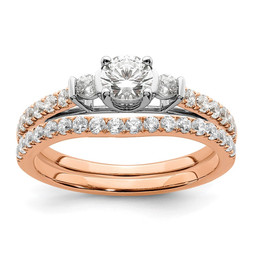 14K White/Rose Gold Rose 3/4 Ct. Lab Grown Diamond VS/SI+ G+ Complete Petite Engagement Ring