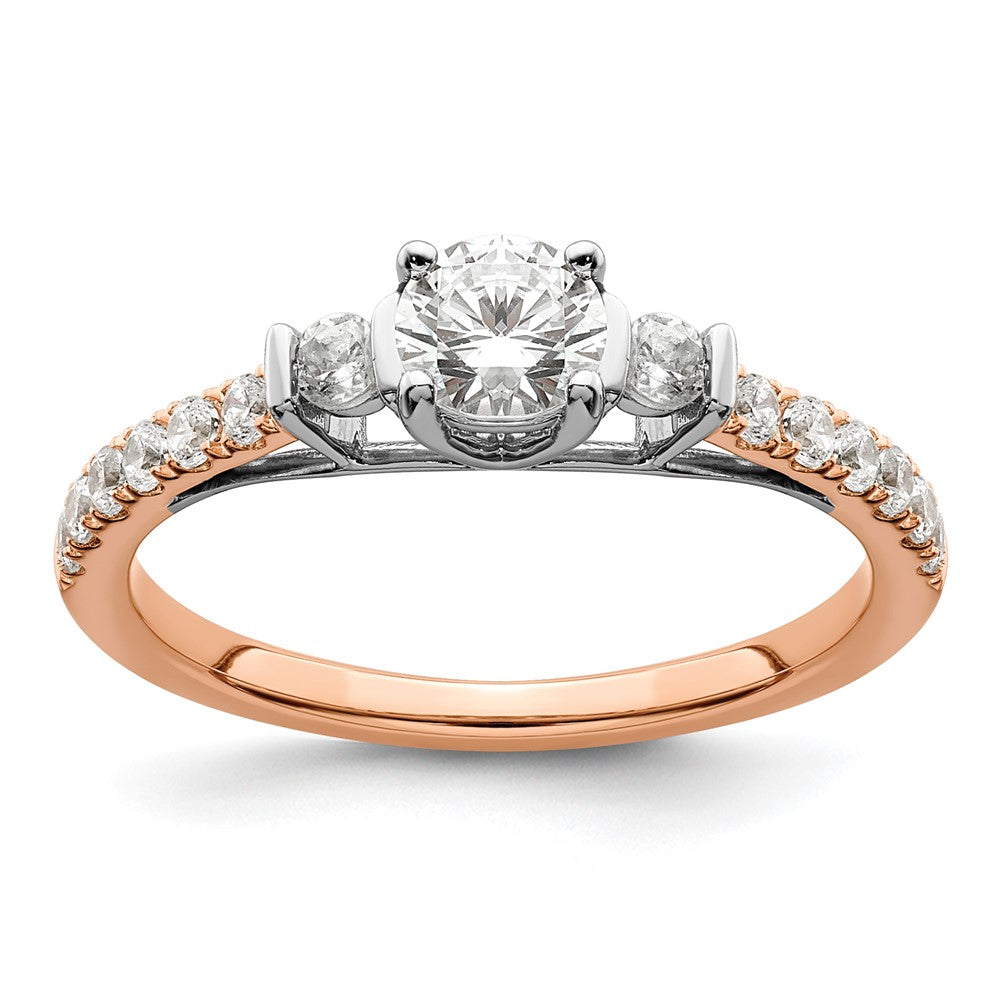 14K White/Rose Gold Rose 3/4 Ct. Lab Grown Diamond VS/SI+ G+ Complete Petite Engagement Ring