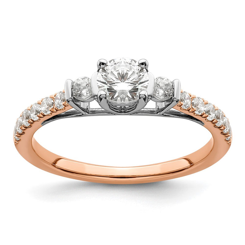 14K White/Rose Gold Rose 3/4 Ct. Lab Grown Diamond VS/SI+ G+ Complete Petite Engagement Ring