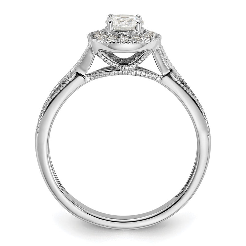 14k White Gold 1/2 Ct. Lab Grown Diamond VS/SI+ G+ Round Halo Engagement Ring