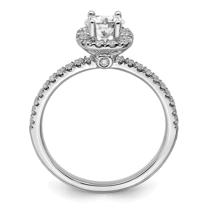 14k White Gold 3/4 Ct. Lab Grown Diamond VS/SI+ G+ Round Halo Engagement Ring