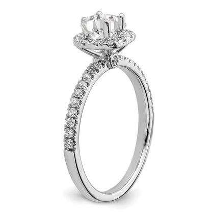 14k White Gold 3/4 Ct. Lab Grown Diamond VS/SI+ G+ Complete Round Halo Engagement Ring