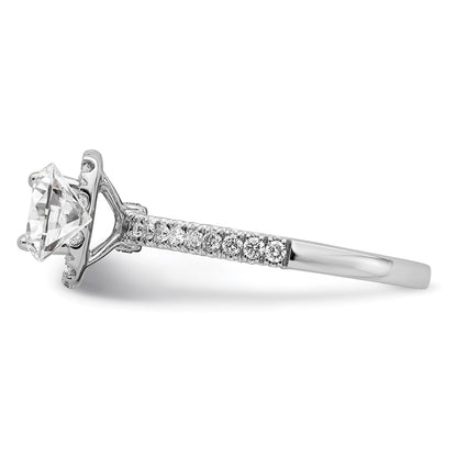 14k White Gold 1 Ct. Lab Grown Diamond VS/SI+ G+ Complete Round Halo Engagement Ring