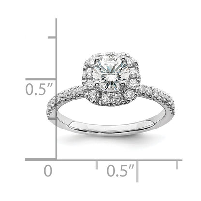 14k White Gold 1 Ct. Lab Grown Diamond VS/SI+ G+ Round Halo Engagement Ring