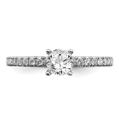14k White Gold 1 Ct. Lab Grown Diamond VS/SI+ G+ Complete Round Size 7 Engagement Ring