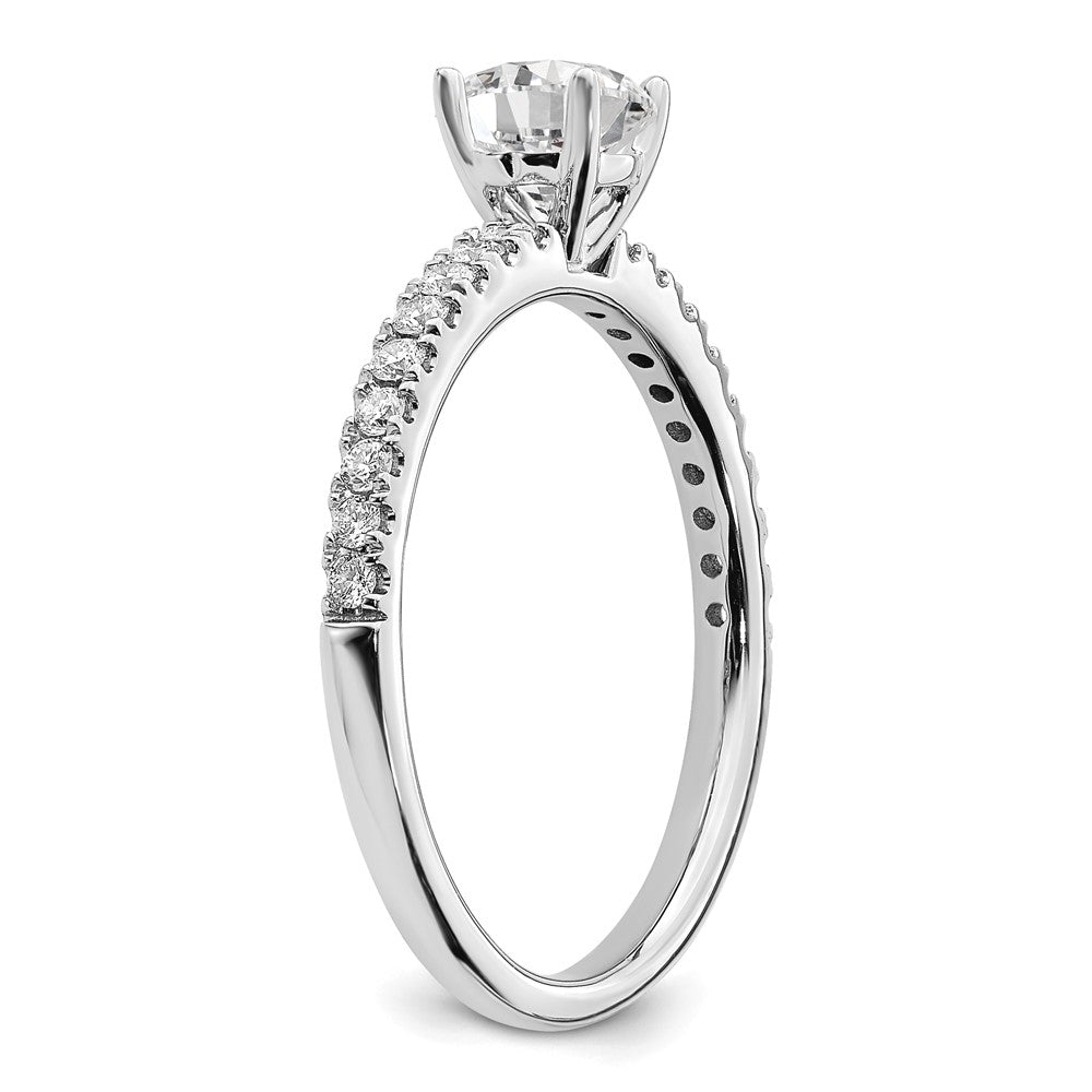 14k White Gold 1 Ct. Lab Grown Diamond VS/SI+ G+ Complete Round Size 7 Engagement Ring