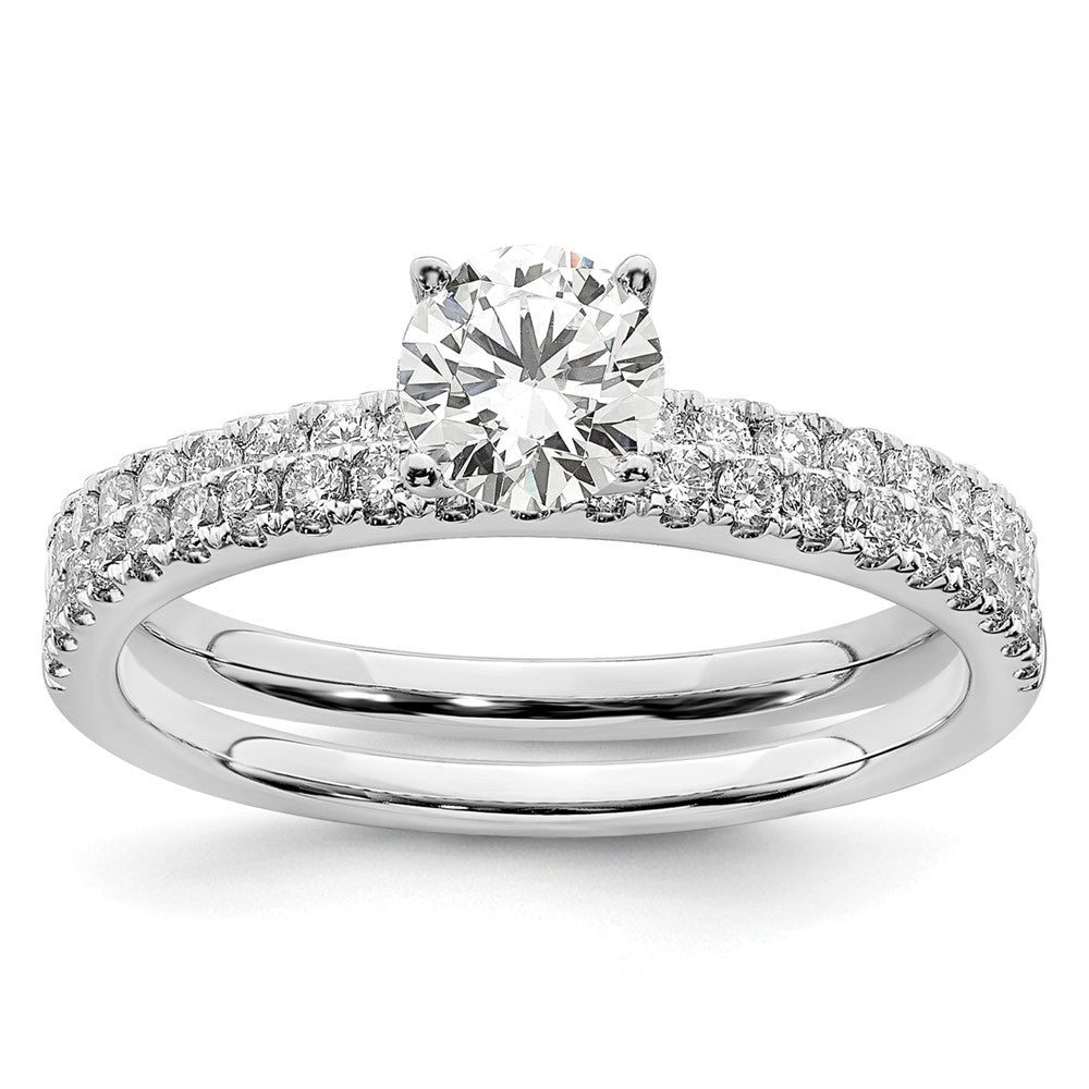 14k White Gold 1 Ct. Lab Grown Diamond VS/SI+ G+ Complete Round Size 7 Engagement Ring