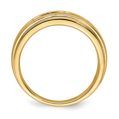 14k Yellow Gold Lab Grown Diamond. VS/SI FGH Double Miligrain Mens Ring