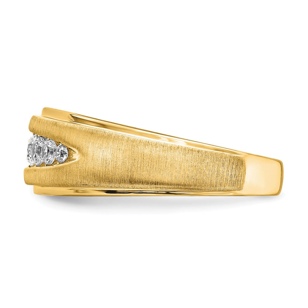 14k Yellow Gold Lab Grown Dia. VS/SI FGH Double Miligrain Mens Ring