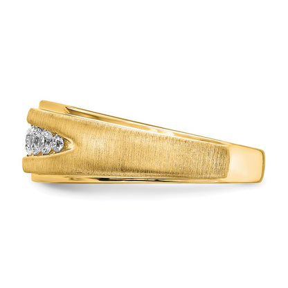 14k Yellow Gold Lab Grown Dia. VS/SI FGH Double Miligrain Mens Ring