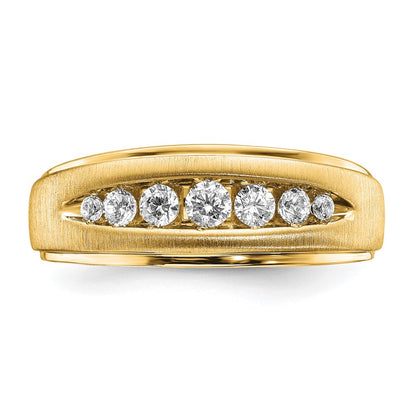 14k Yellow Gold Lab Grown Dia. VS/SI FGH Double Miligrain Mens Ring