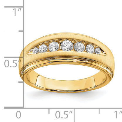 14k Yellow Gold Lab Grown Diamond. VS/SI FGH Double Miligrain Mens Ring