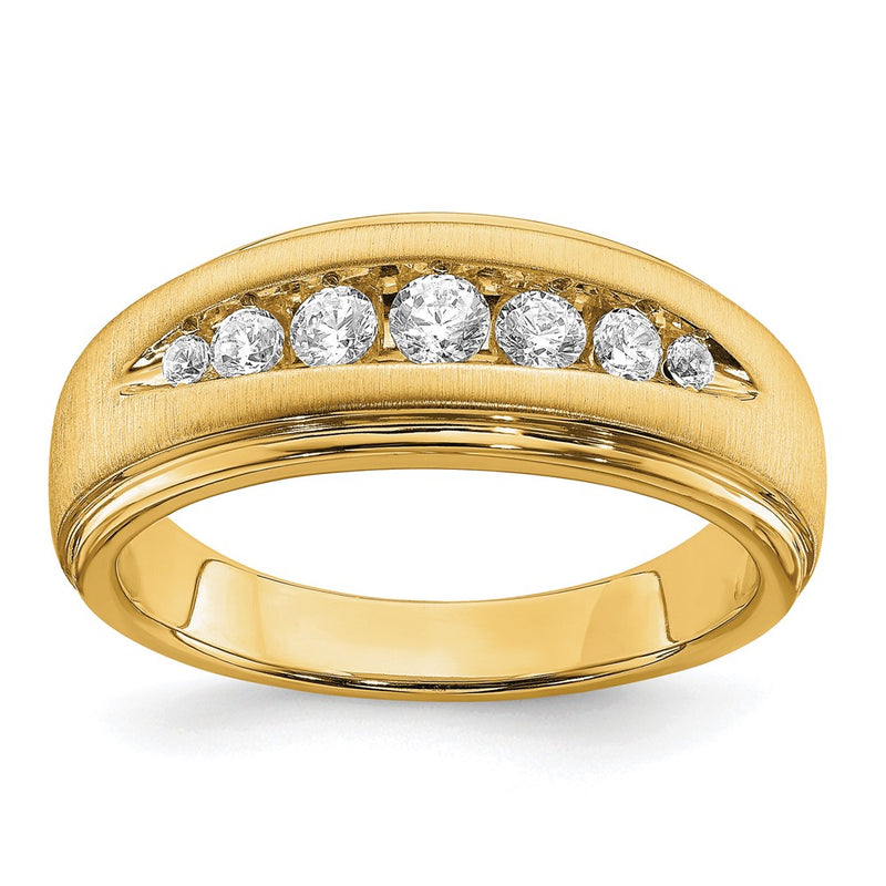14k Yellow Gold Lab Grown Dia. VS/SI FGH Double Miligrain Mens Ring