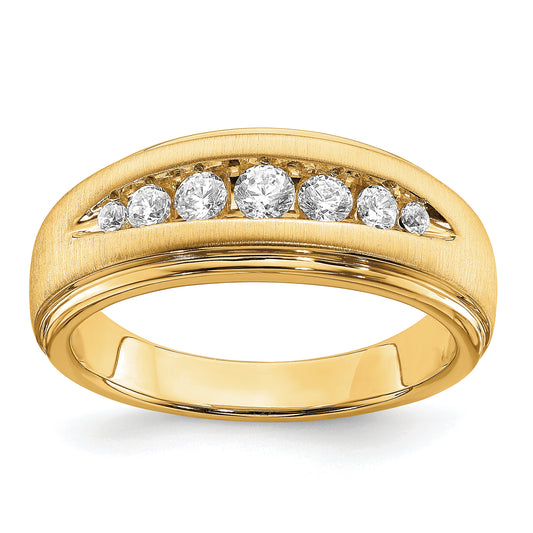 14k Yellow Gold Lab Grown Diamond. VS/SI FGH Double Miligrain Mens Ring