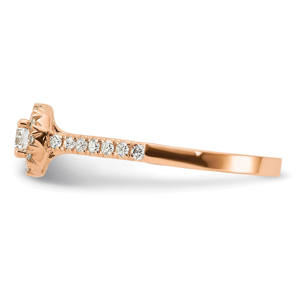14k Rose Gold 1/2 Ct. Lab Grown Diamond VS/SI+ G+ Round Halo Engagement Ring