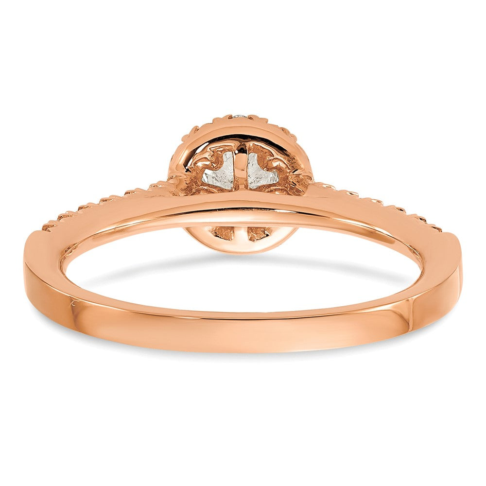 14k Rose Gold 1/2 Ct. Lab Grown Diamond VS/SI+ G+ Round Halo Engagement Ring