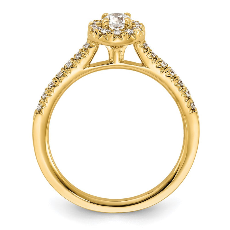 14k Yellow Gold 1/2 Ct. Lab Grown Diamond VS/SI+ G+ Round Complete Halo Engagement Ring