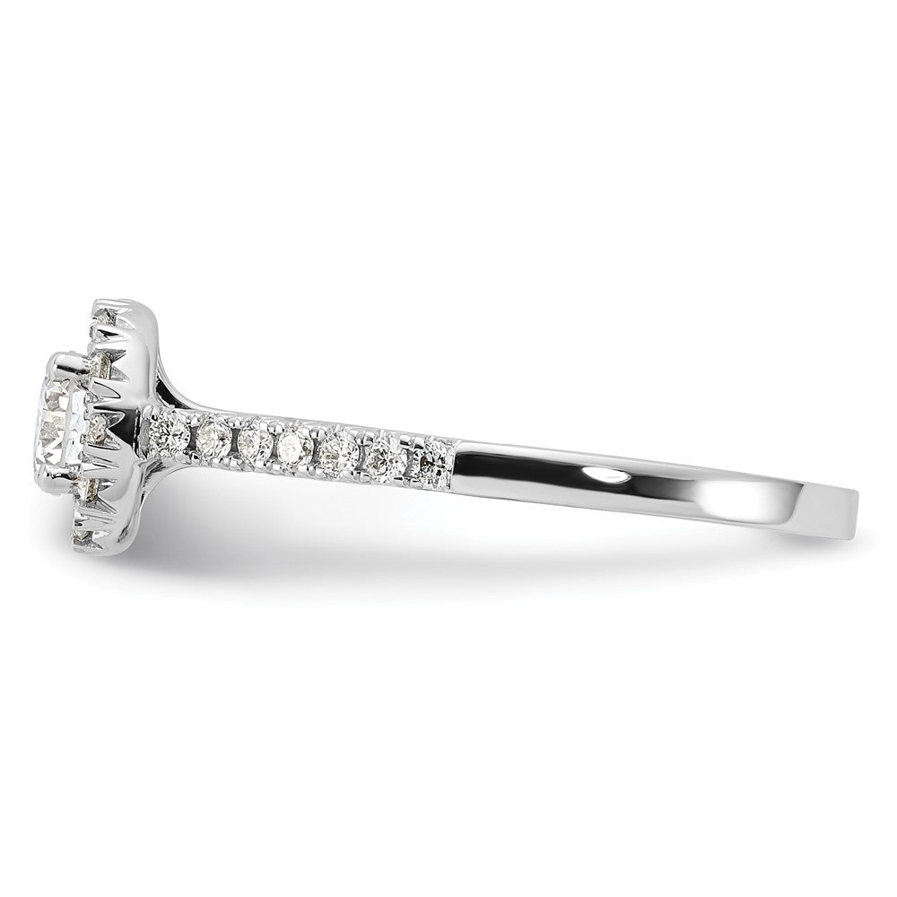 14K White Gold 3/4 Carat Lab Grown Diamond Vs/Si+ G+ Round Complete Halo Engagement Ring